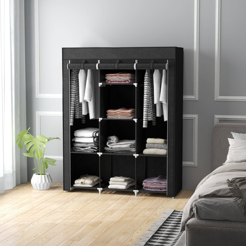 125cm Adjustable Portable Wardrobe, Black