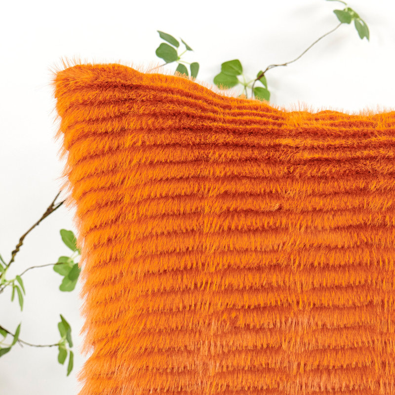 Housse de coussin en fausse fourrure Shaggy, Orange brûlé