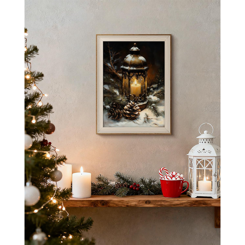 Winter Oil Lamp Framed Wall Art