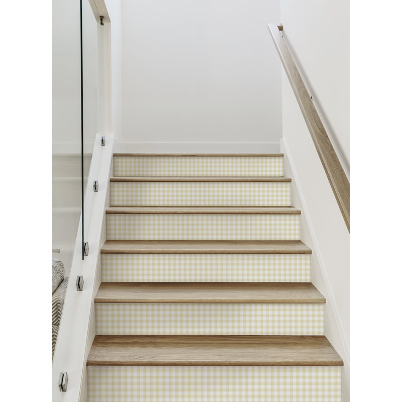 Bandes d'escalier à carreaux Gingham, H 7,5 po x l 48 po, Jaune