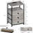 Nightstand With Charging Station, LED Light, Fabric Drawers, And Storage Shelf - Greige
