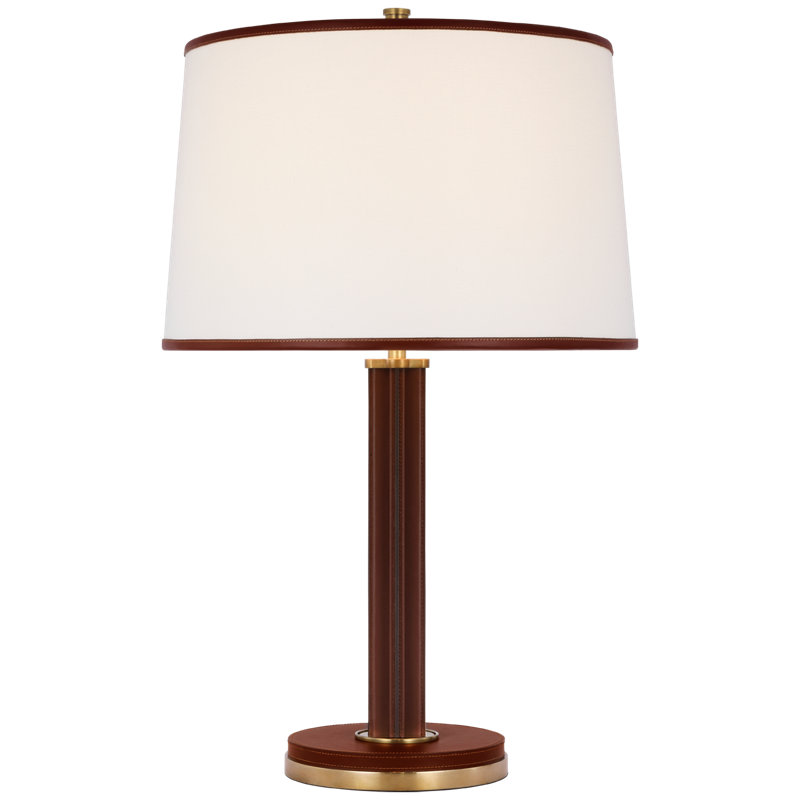 Riley Table Lamp, Natural Brass/Saddle Leather