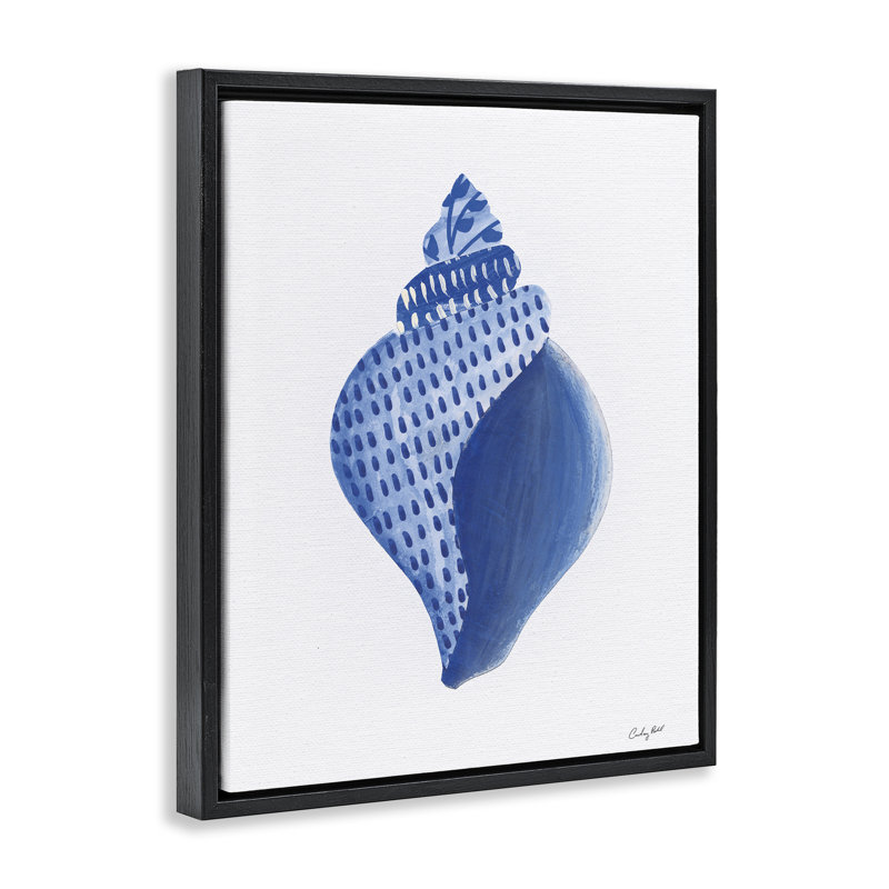 Cadre flottant Chinoiserie Conch Shell, design par Courtney Prahl, Cadre flottant noir de jais, H 21 po x l 17 po