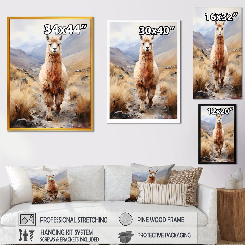 Romantiques Alpaca Grazers II - Alpaca, art mural, Cadre flottant noir, H 40 po x l 30 po x P 1,5 po