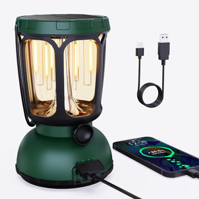 6000 LED Camping Lantern, 650LM Hand Crank Solar Battery Powered Rechargeable Lantern, Emergency Lights For Home Power Failure, Hurricane, USB Cable I -  Kazoo, C773