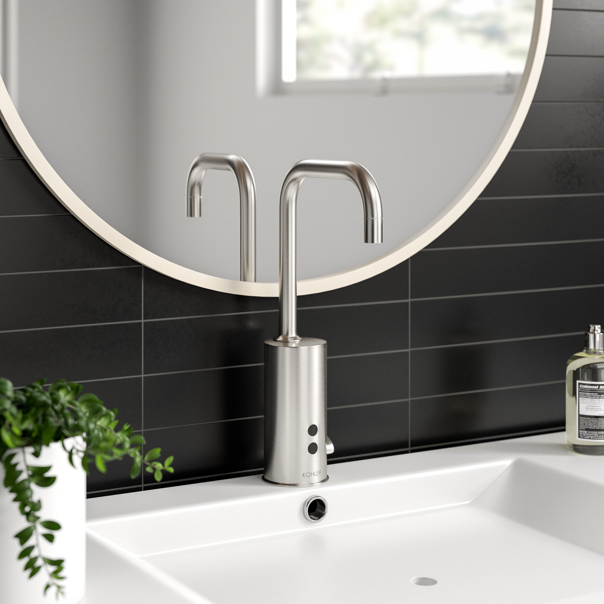 K-7519-CP Kohler Gooseneck Single-Hole Touchless Hybrid Energy Cell-Powered  Commercial Faucet with Insight Technology and Temperature Mixer Wayfair