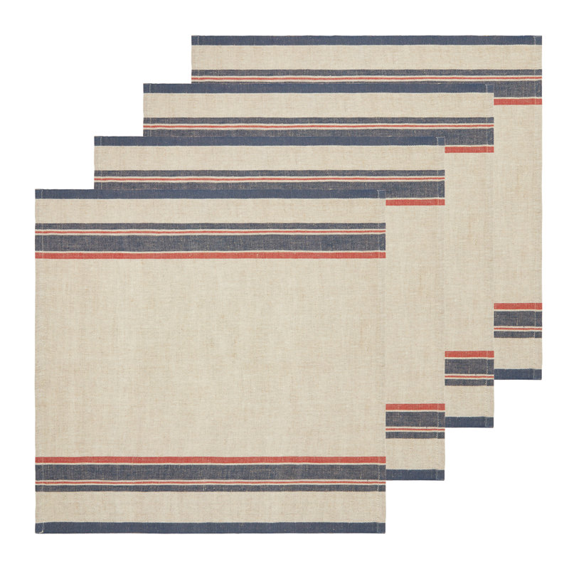 Serviette Camron, Naturel / rouge