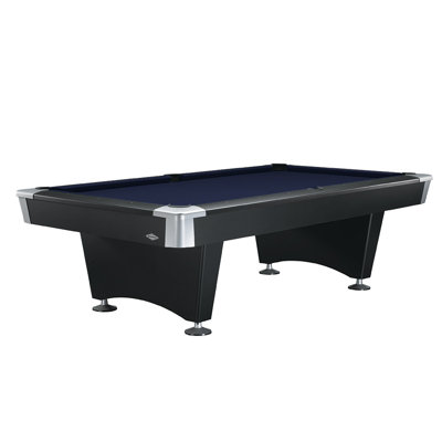 Table de billard Brunswick Boca - Finition noire moderne avec construction durable et viseurs de rail en métal, feutre bleu minuit