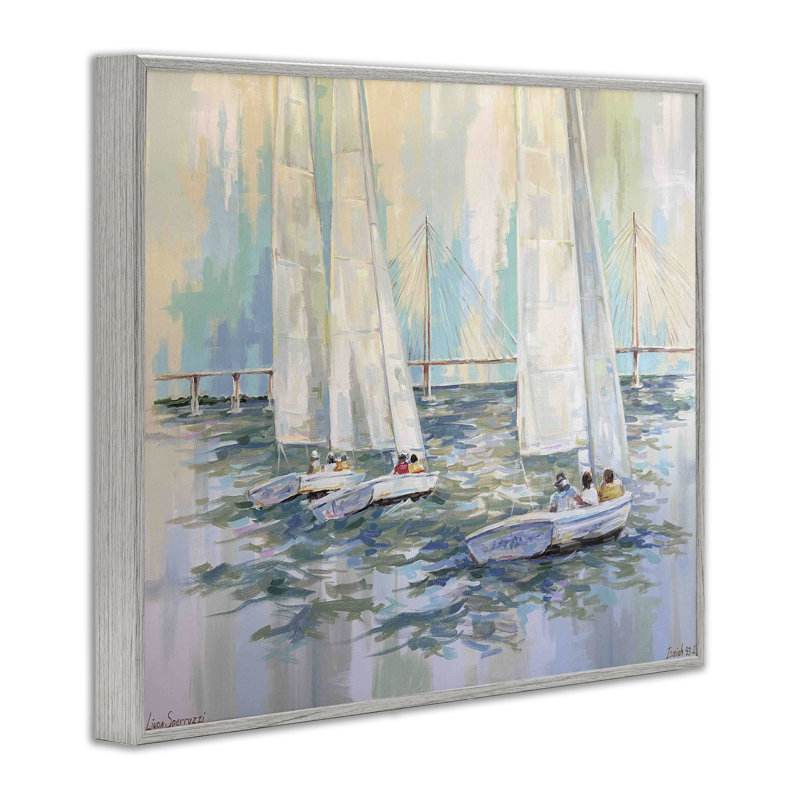 Voile sur la rivière Cooper, estampe numérique, design par Linda Sperruche, H 16 po x l 20 po, Estampe numérique Farmhouse