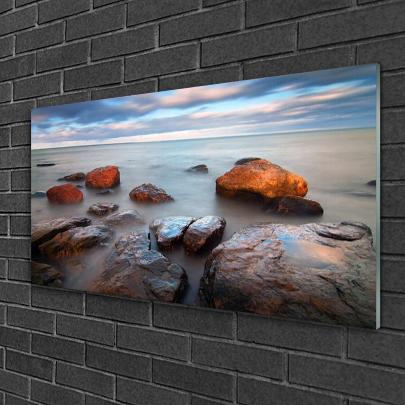 Landscape Stones Sea - Unframed Photograph on Glass