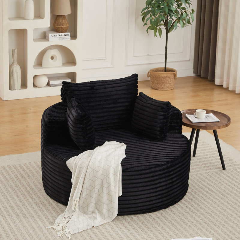 50'' Corduroy Sofa, Black Corduroy, Black