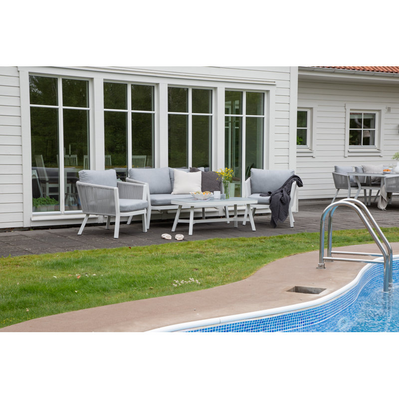 Zalma Metal 4 - Person Seating Group with Cushions, White