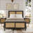 Bed Frame with Headboard, Bohemian Platform Bed Frame with Strong Metal Slats Support, No Box Spring Needed, Noise-Free Design-1430768398-1430768402