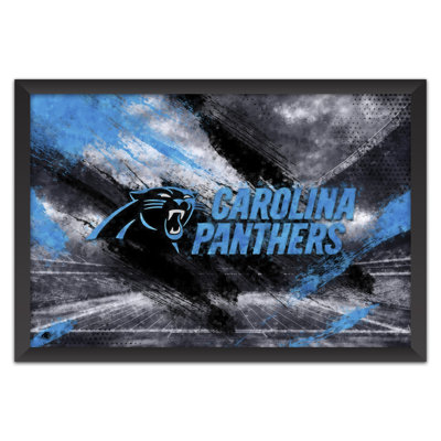 Sporticulture NFL Carolina Panthers - Affiche encadrée avec logo de l'équipe, 68,5 x 99 cm (27 x 39 pouces), style pinceau. Décoration murale idéale pour les amateurs de football américain.