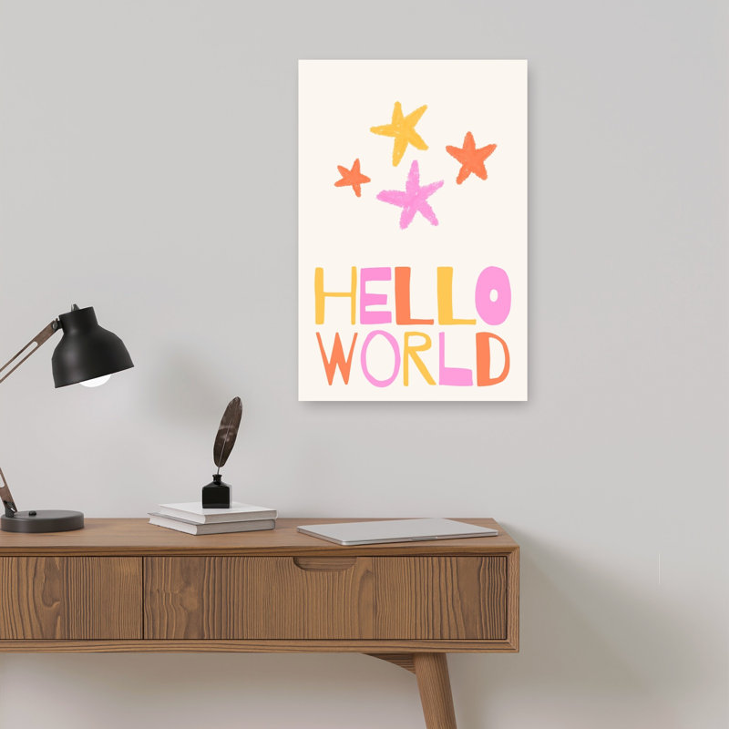«Hello World Stars Colorful Playful Abstract Landscape Nature», reproduction d'art murale, 18" H x 12" W