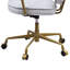 Fauteuil de bureau en cuir blanc - confortable et fonctionnel, pivotant à 360 degrés, hauteur réglable, base, gris antique et option d'espace de travail, look professionnel rétro, coussin de 3 po, mousse D6,5
