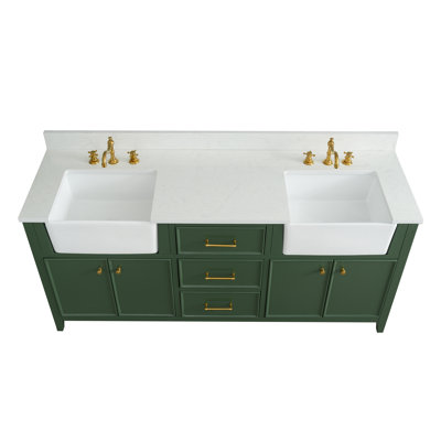 Aisa 72" Pine Double Bathroom Vanity