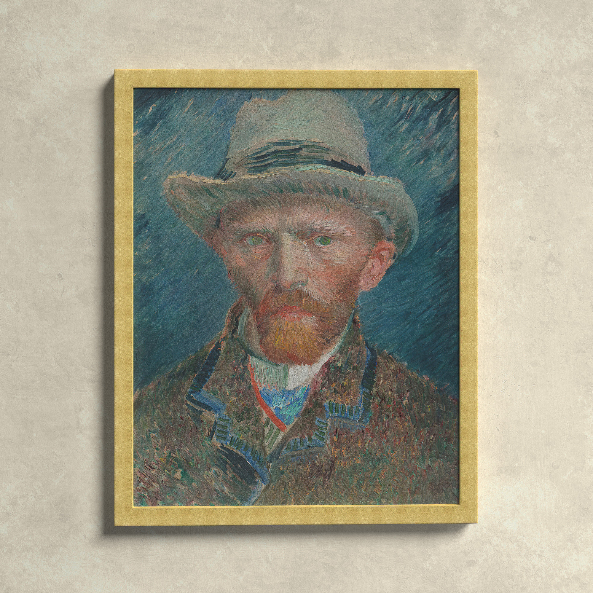 Van Gogh 1887 Self Portrait, Gold, 30" H x 24" W x 1.5" D
