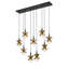 Portinatx 9-Light Linear Chandelier in Satin Black with Hammered Gold by Breegan Jane