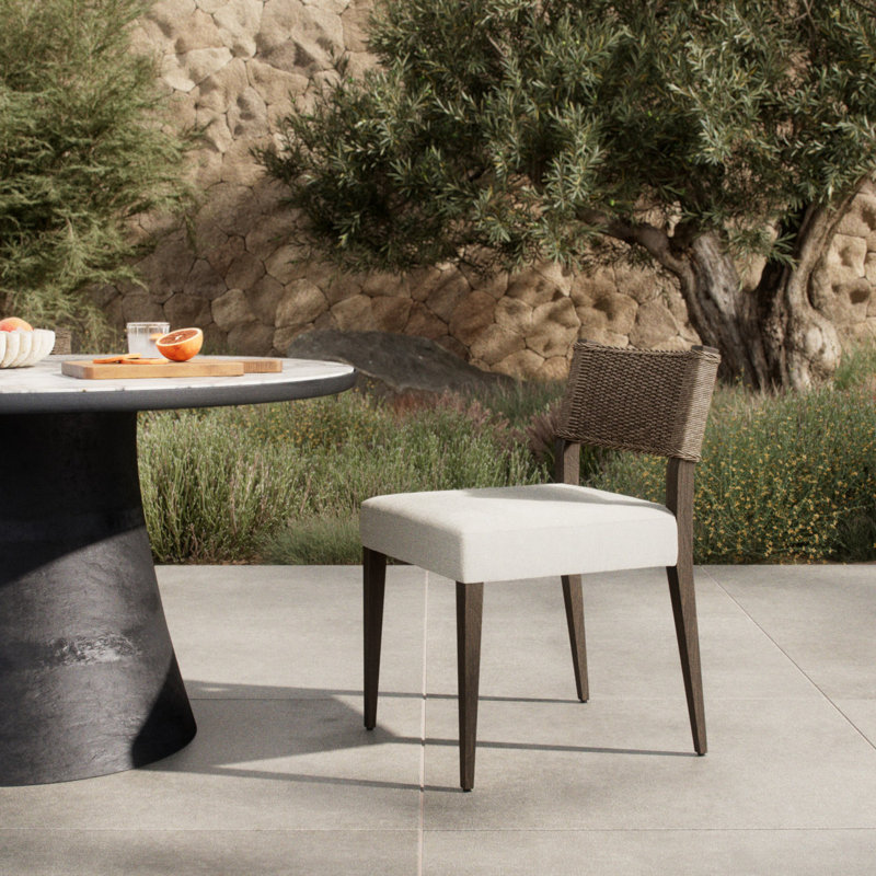 Ferris Outdoor Dining Chair-Arashi Graphite, Arashi Salt, Stained Saddle Brown