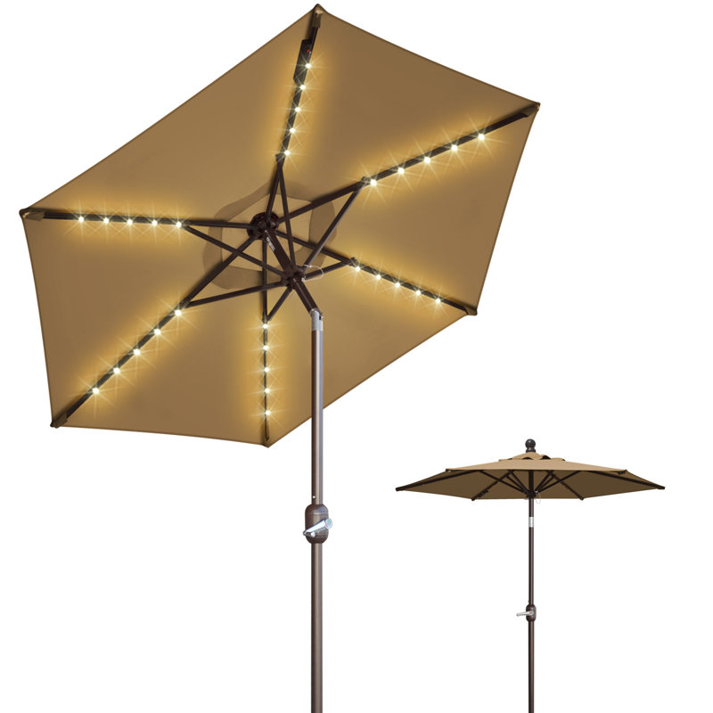 Parasol à DEL incliné pour l'extérieur, Brun clair