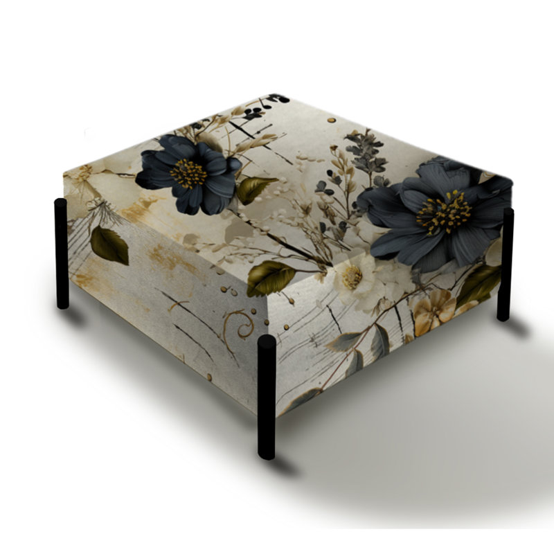Design Art Geometric Flowers I Ottoman - Thumbnail 2