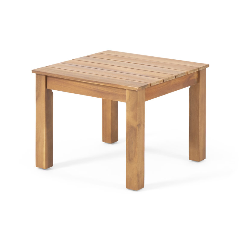 Wood Side Table In Minimalist Fashion, Slat Design, 20.19In Width X Depth 15In Height, Brown, Assembly Needed Modern Table, Simple Slat, 20.19W 20.19D 15.3H, Required