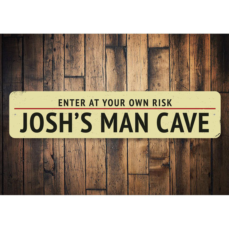 Panneau d'avertissement en aluminium «Man Cave», H 6 po x l 24 po x P 0,063 po