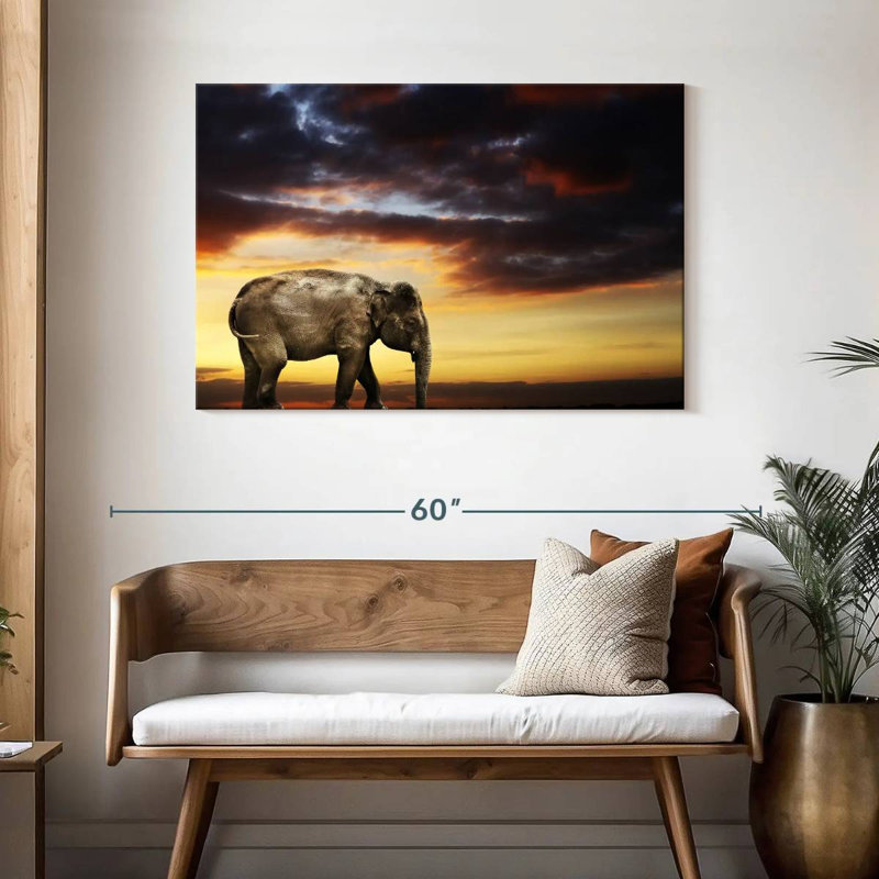 Elephant At Dusk, 30" H x 45" W