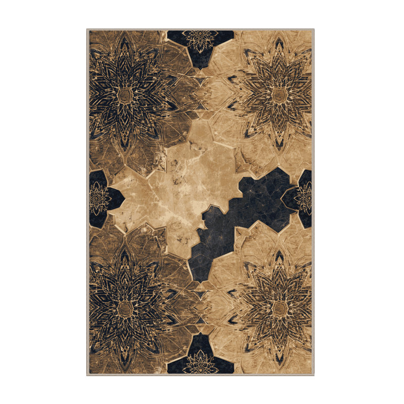Tapis marocain orné de couleurs glamour lavables à la machine en brun Melton, 2 pi x 3 pi