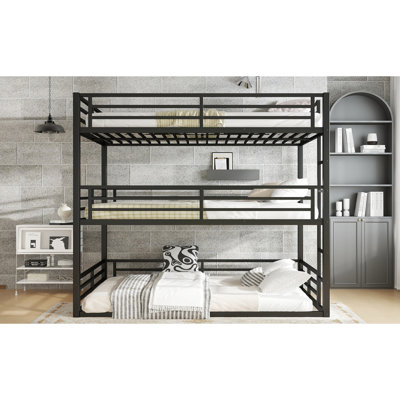 Queen Over White Metal Bunk With Structure And Features For Space - Efficient Homes Triple Bed In Specification, Guardrails, Noise Less Home Use by Latitude Run