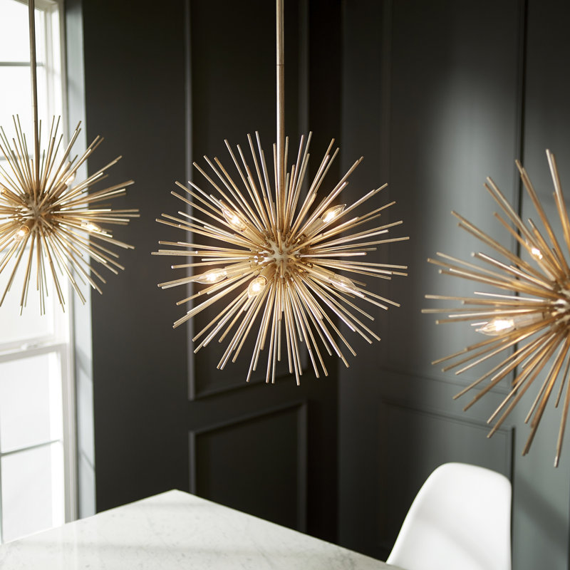 Lustre sphérique spoutnik à 6 lumières Kovac, Feuille d'or