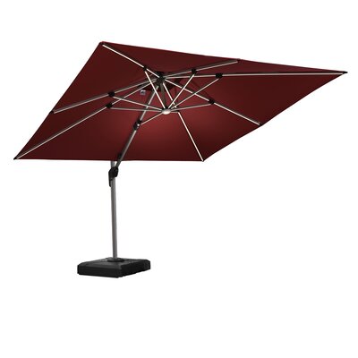 9' X 12' Double Top Deluxe Rectangular Lighted Cantilever Umbrella -  Purple Leaf, ZYGLRRCDT0912-BRWB