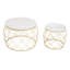 Set Of Two Side Tables With White Marble Top And Gold Frame