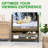 Mobile TV Stand With Mount For 32-50" TV With Projector Screen & Power Outlets - Adjustable Rolling TV Cart, MDF Wood