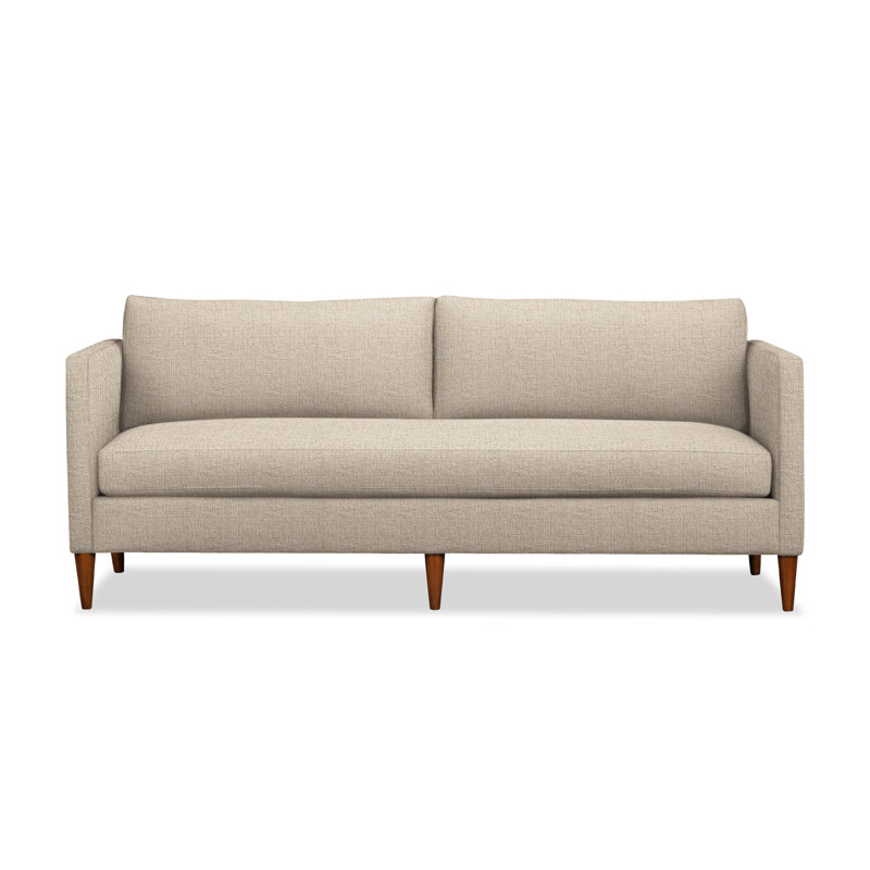 Clifford 87" Upholstered Custom Bench-Seat Sofa, Nomad Eggshell Crypton® Chenille