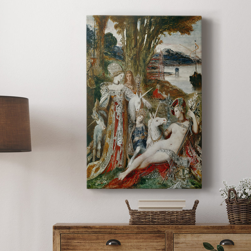 Les licornes - toile tendue par Gustave Moreau, 8 x 12