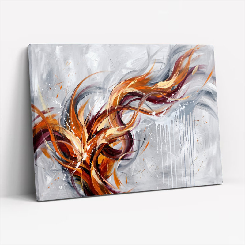 Ensemble de 1 tableau abstrait sur toile avec flamme, 20"H x 30"W, Wrapped Canvas