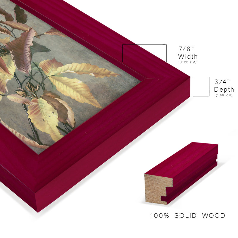 Ancien automne I - reproduction d'un seul cadre photo, Cadre rouge, L 4 po x H 6 po x P 1 po