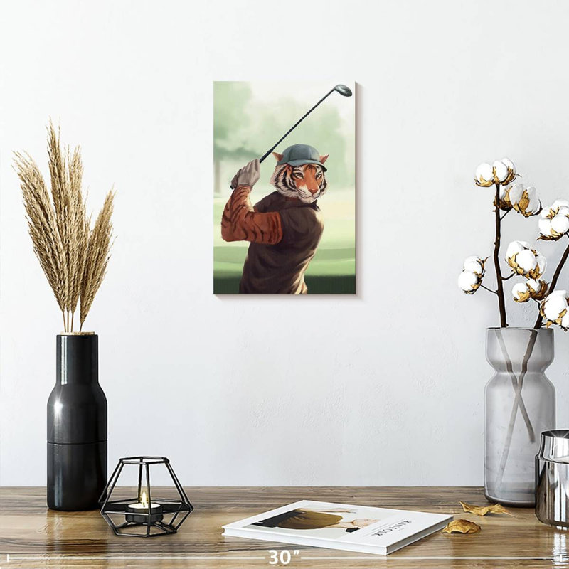 Ketti Tiger Playing Golf, 12" H x 8" W