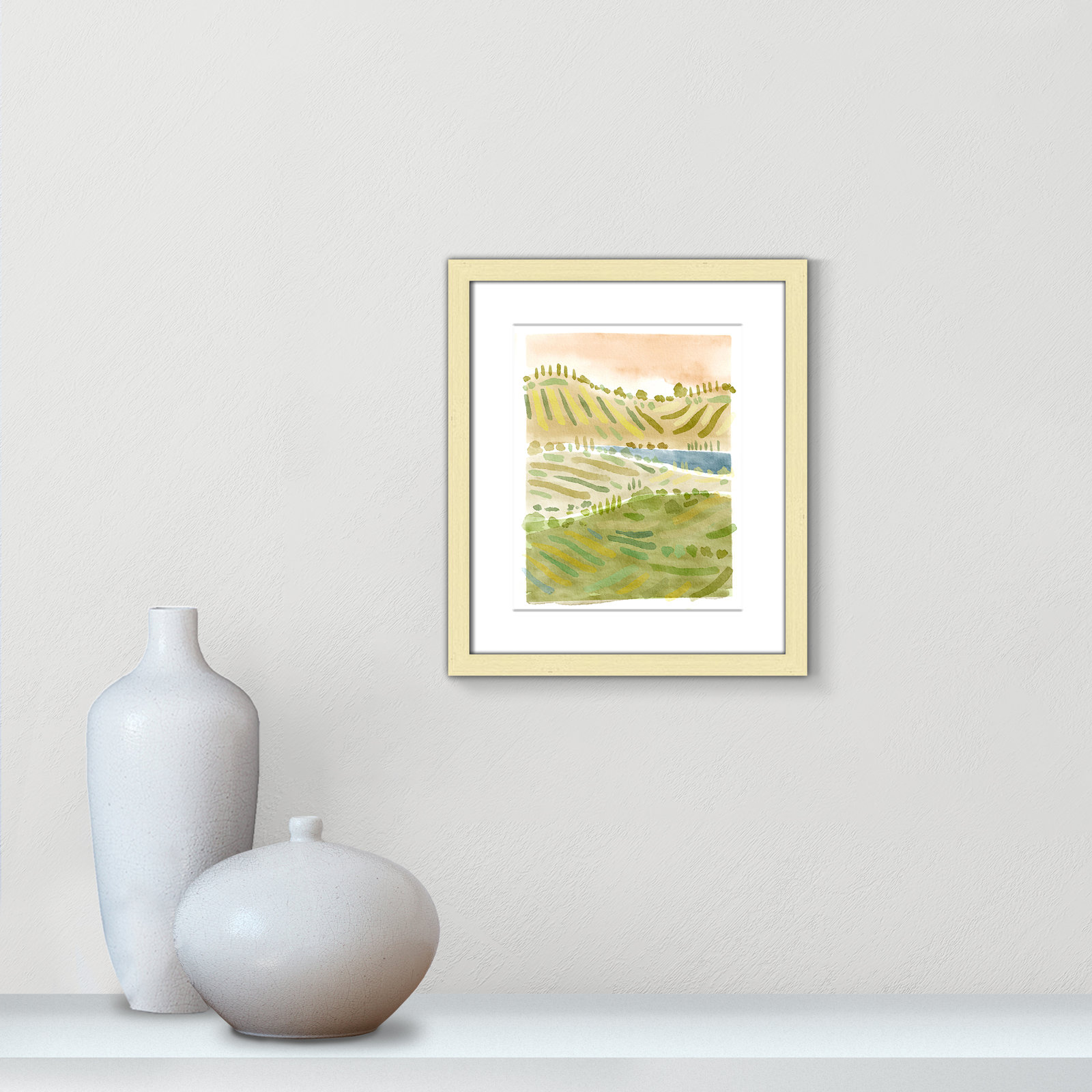 Tuscan Countryside Print by Leah Straatsma, White, 15" H x 13" W x 1.25" D, Gold Single Picture Framed Paper