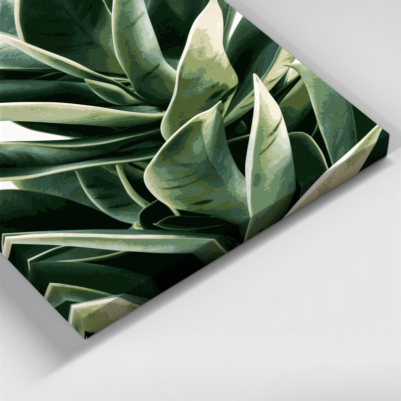 "Watercolor Botanical 76", art mural sur toile verte, H 12 po x l 18 po