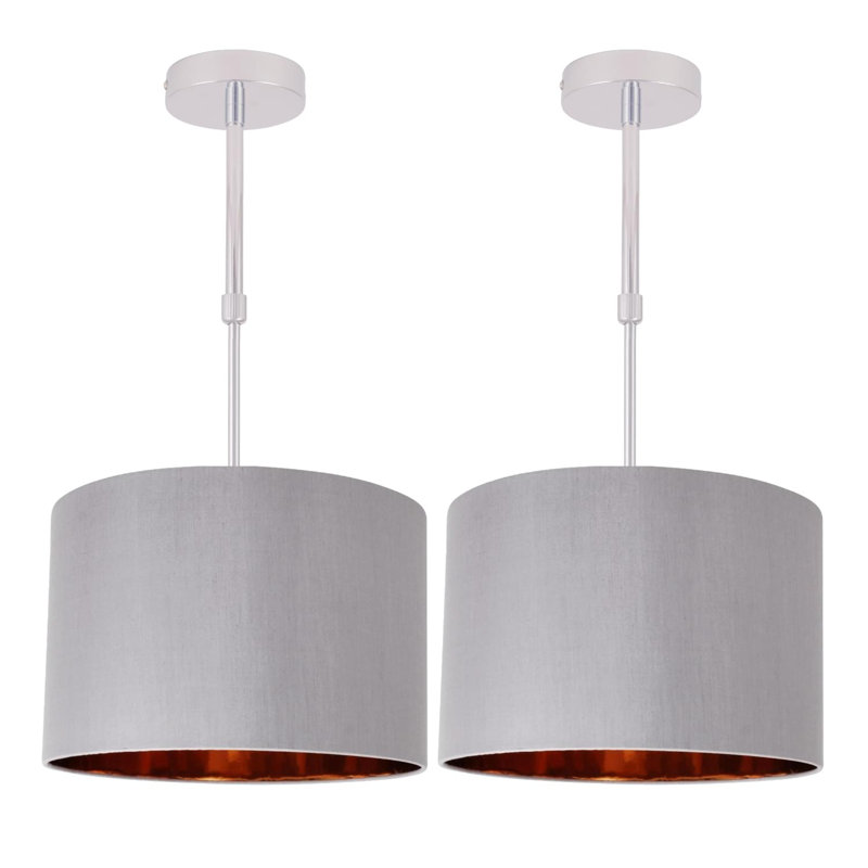 Edgaras Fabric Semi Flush Mount, Grey/Copper