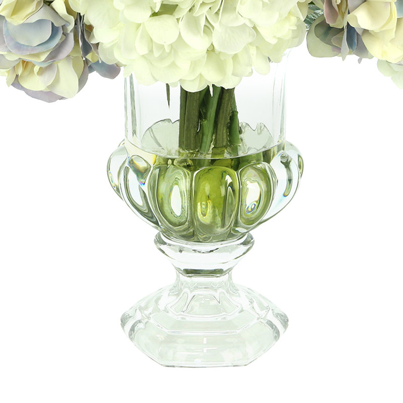 Assorted Hydrangeas in Glass Pedestal Vase