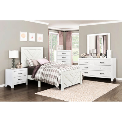 Modern Twin Size Panel Bed In White - Wooden Bedroom Furniture For Contemporary And Practical
