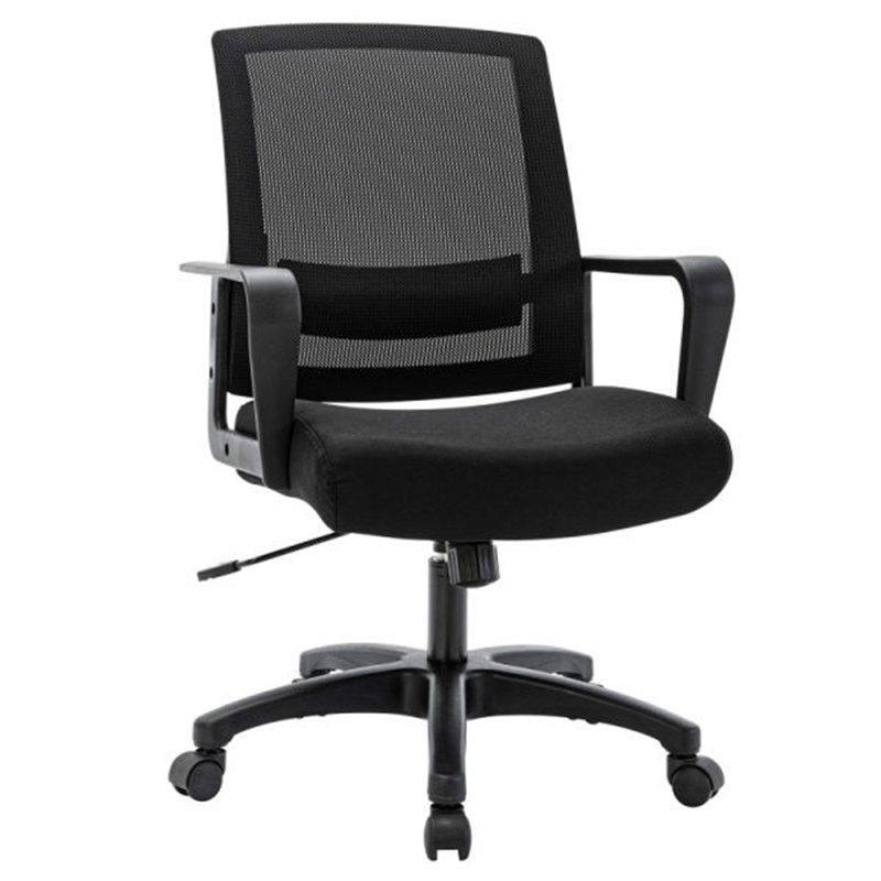 Chaise de travail en filet avec accoudoirs noir