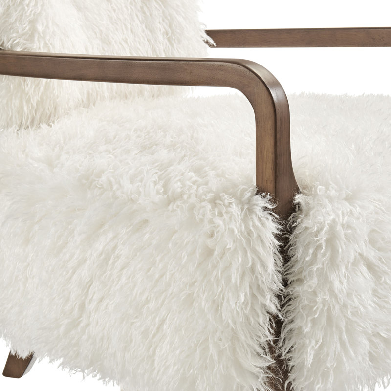 Chaise d'appoint en fausse fourrure blanche Zinnia, Blanc