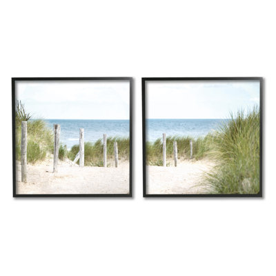" Calm Coastal Beach Fence Nautical Landscape " by Kim ALlen 2 - Pieces