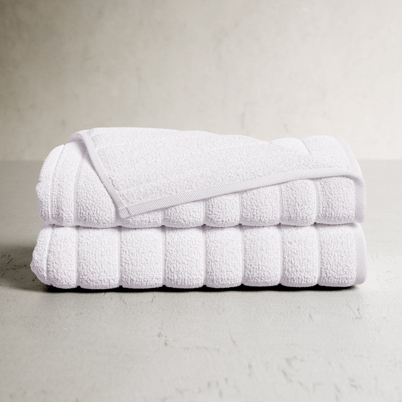 Rachel Turkish Cotton Midweight Ribbed Bath Sheet, White