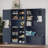 Multifunctional Left-Right Combination Hall Cabinet (Can Be Used Separately) With Storage And 4 Hooks, Storage Cabinet/ Hall Tree 2 In 1 For Living Room, Kitchen And Hallway-1441203528